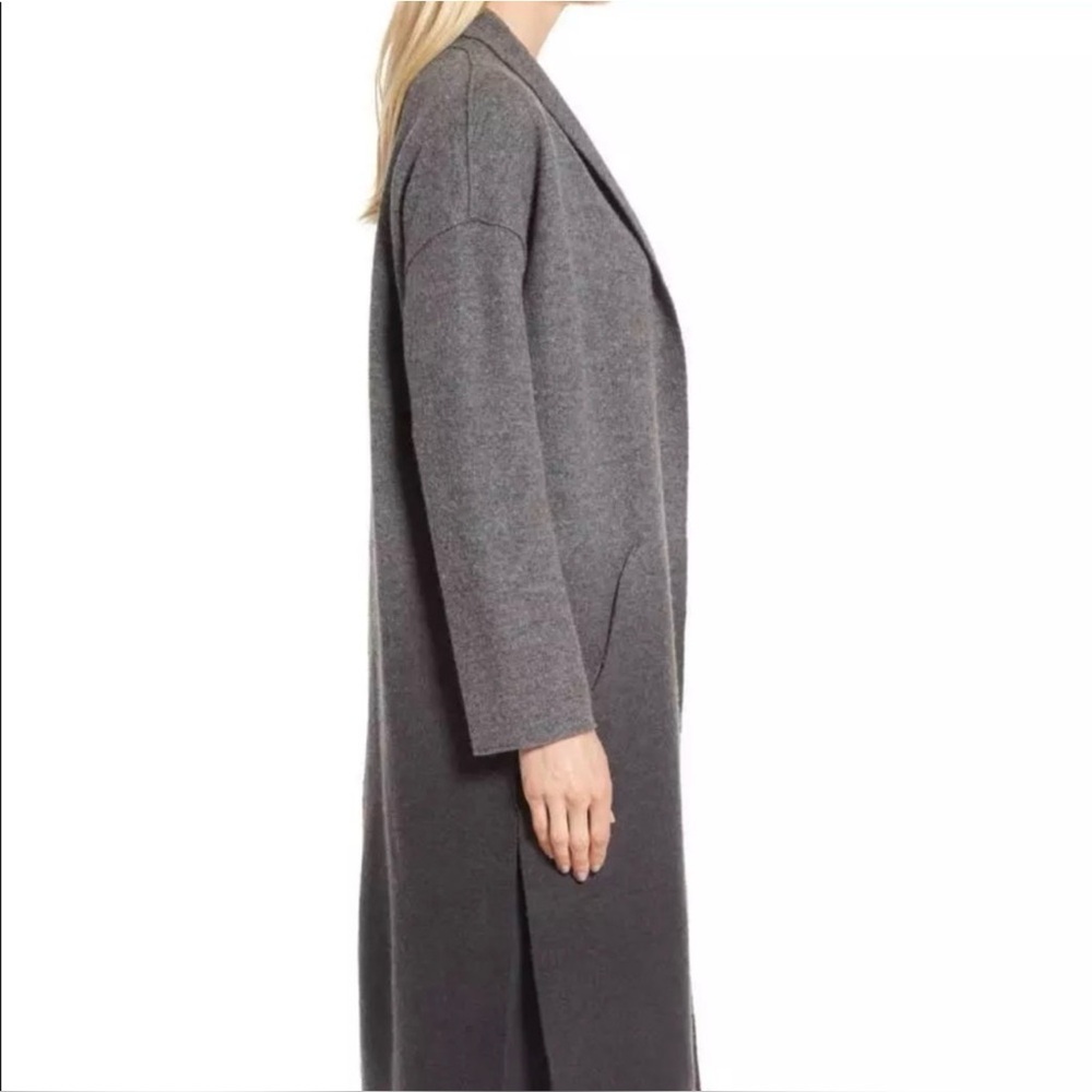 Eileen Fisher ash/charcoal ombré boil wool Kimono long coat - Picture 10 of 12